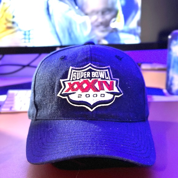Vintage Super Bowl XXXIV 2000 Hat AND matching enamel pin - bought at the game! - Picture 1 of 5